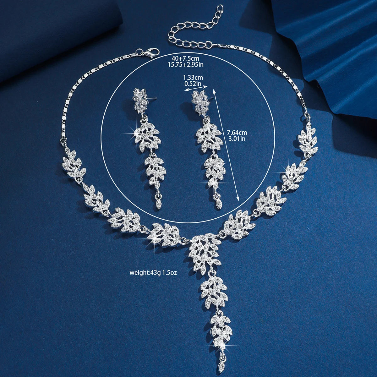 3PC women's fashionable and trendy temperament, leaf floral necklace, earrings, jewelry set, wedding banquet party, holiday gift