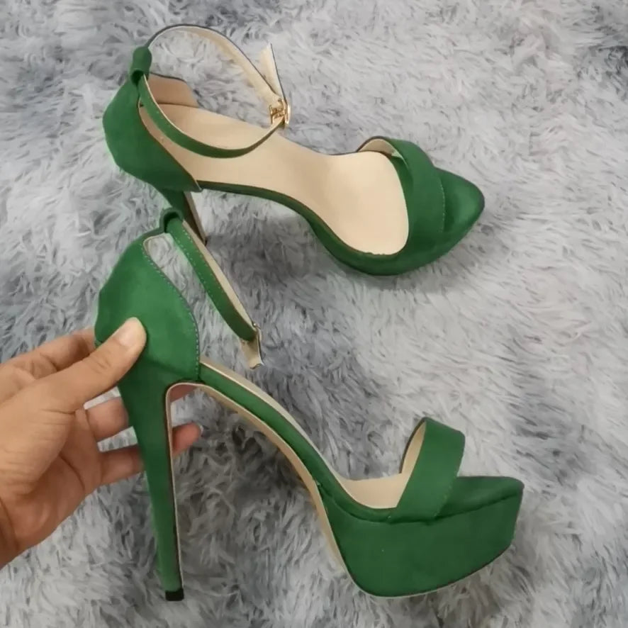 Women Sandals Sexy Open Toes 14cm Supper Flash High Heels Patent Leather Nighclub Platform Party Red Wedding Shoes Plus Size 44