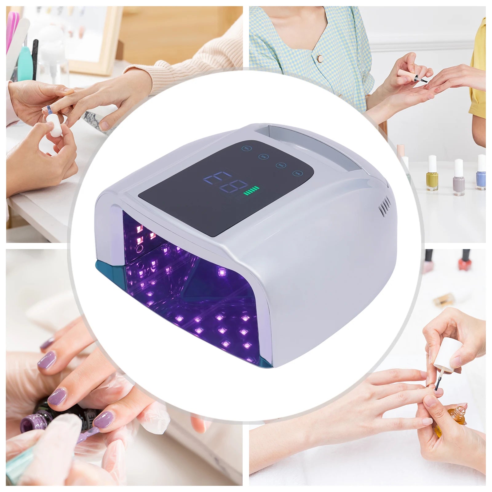 Nail Dryer 96W 42-Bead Professional Rechargeable UV LED Portable Cordless Nail Lamp Machine with Removable Stainless Steel
