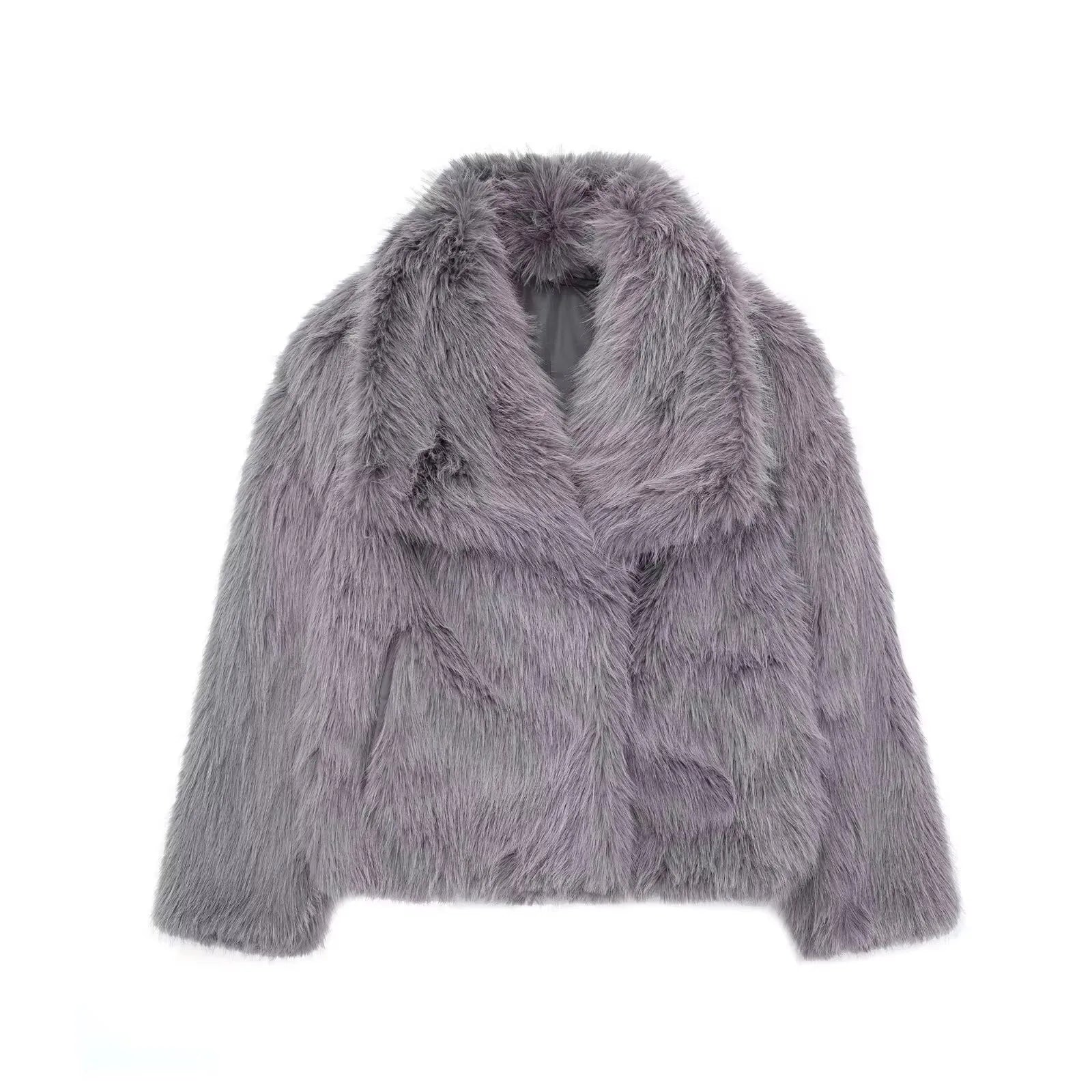 HH Women Elegant Faux Fur Coat Warm Fluffy Loose Long Sleeve Lapel Jacket Autumn Winter Fashion High Street Lady Outerwear