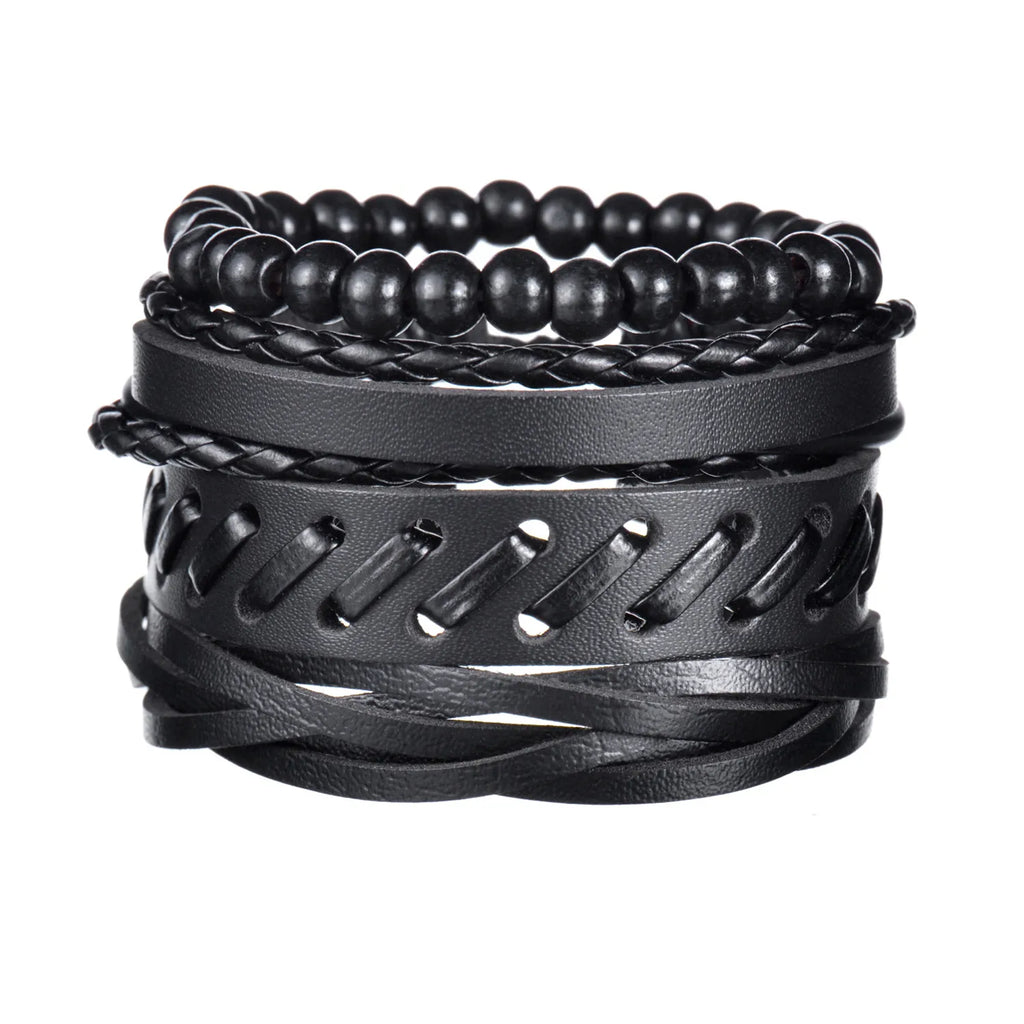 Men's Cross Leather Bracelet Prayer Multi Layer Braided Stainless Steel Fashion Classic Wristband Birthday Gift For Men Women
