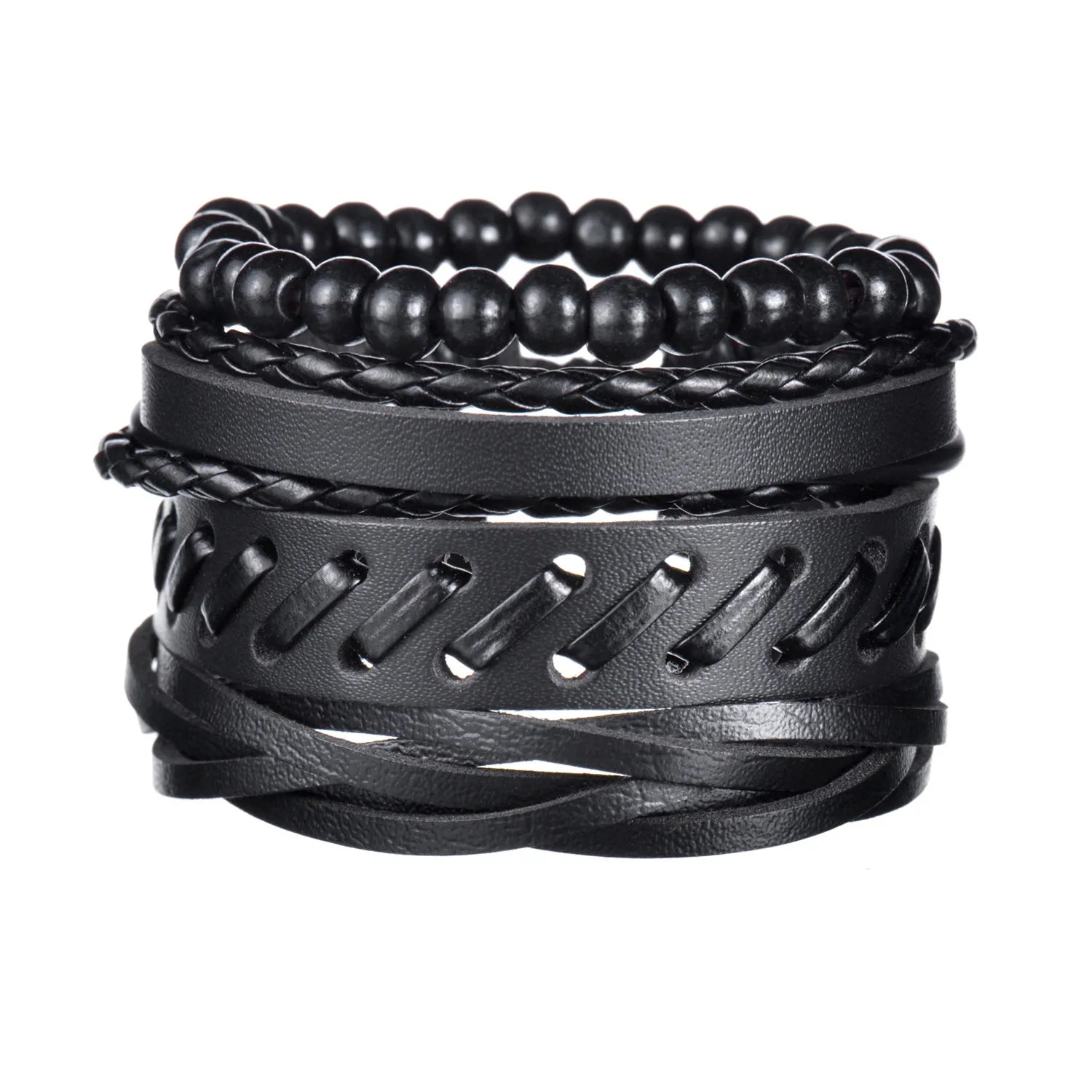 Men's Cross Leather Bracelet Prayer Multi Layer Braided Stainless Steel Fashion Classic Wristband Birthday Gift For Men Women