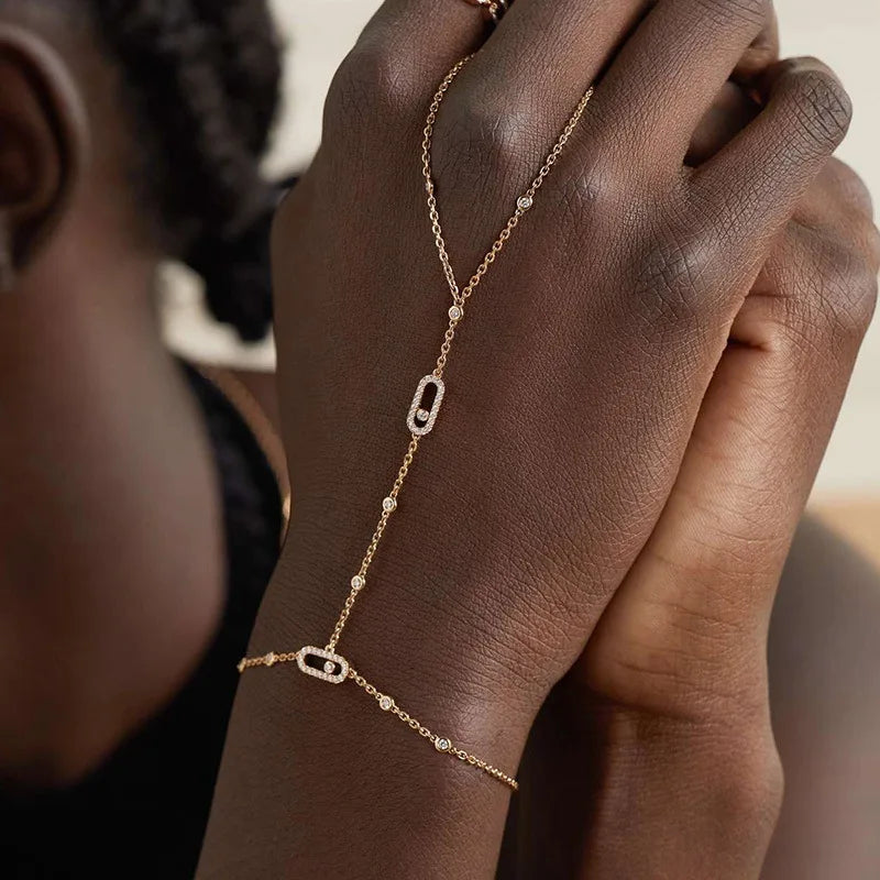 RAKOL 1: 1 Paper clip restoration AAA+ Zircon Bracelet For Women Fashion Simple Commuting Bracelet For Girls Party Jewelry Gift