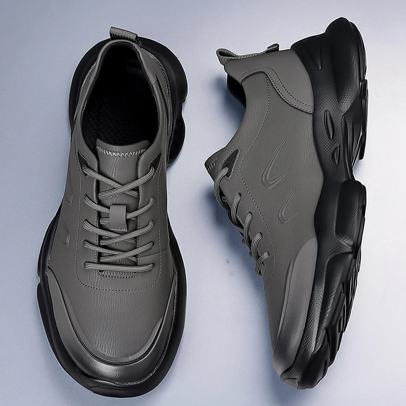 Non-Slip Men's Casual Leather Shoes Lightweight Sport Shoes Comfortable Round Toe Sneakers Outdoor Sports Footwear Male Trainers