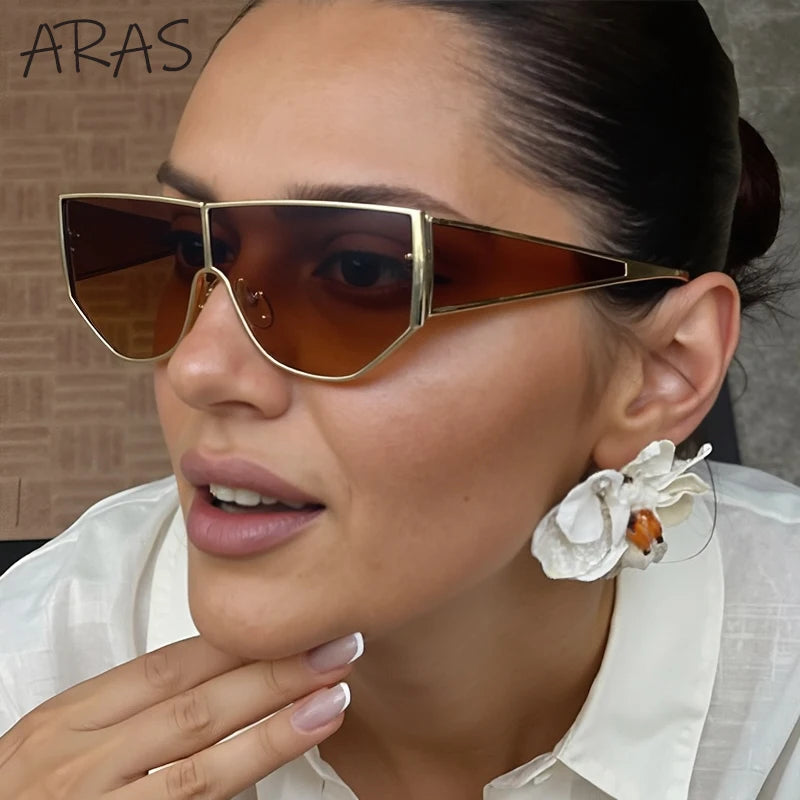 Y2K Punk Shield Sunglasses Women 2025 Luxury Brand Oversized Trendy Sun Glasses Windproof Night Vision Driving Goggle Eyewear