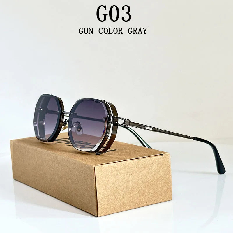 2024 Steampunk Sunglasses For Men Fashionable Square Punk Fashion Glasses Designer Sunglasses Women Trendy Gafas De Sol Hombre