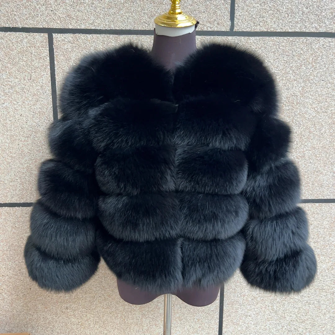 New Real fox fur coat women's winter warm 100% natural fur jacket Short Raccoon fur coat women's  high quality hot sale