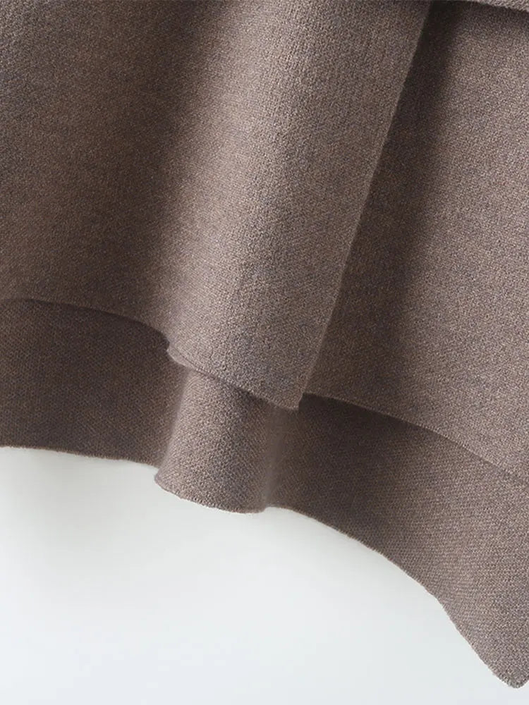 Autumn Women Loose Asymmetric Scarf Knit Jacket Solid Long Sleeve Single Button Side Slit Cardigan Lady Outerwear