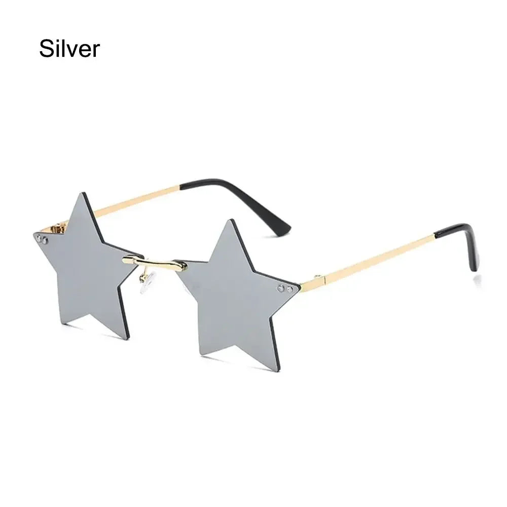 Star Shape Sun Glasses Funny Pentagram Eyewear Eyeglasses Christmas Decoration Party Glasses Rimless Sunglasses Driver Goggles