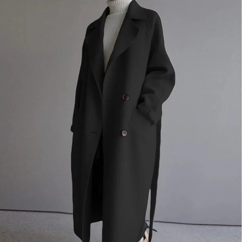 Winter Women'S Jacket Womens Oversize Lapel Cashmere Wool Blend Belt Trench Coat Outwear Jacket Loose Style High-End Wool Coat