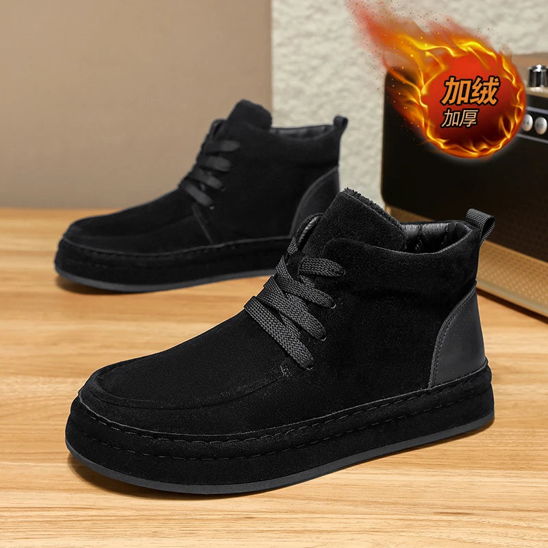 High-top cotton men's 2025 winter casual shoes, high-quality, fashionable, lightweight and breathable men's ankle boots