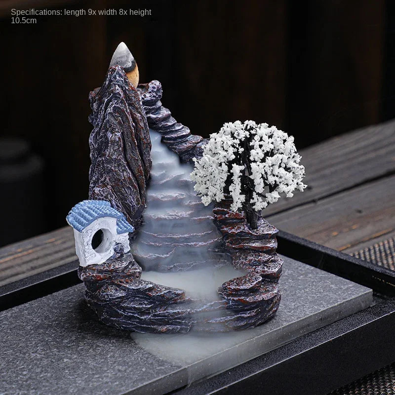 2024 Resin Reflux Incense Burner Tower Sandalwood Decoration Home Indoor Aromatherapy Mosquito Repellent Incense Burner Ornament