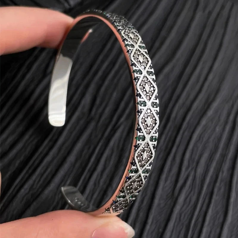 Mewanry Silver Color Sparkling Zircon Bracelet For Women Couples Fashion Vintage Elegant Personality Birthday Jewelry Gifts