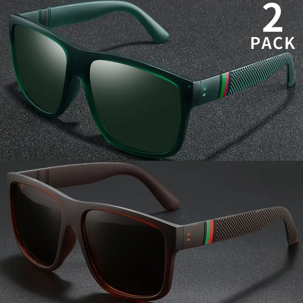 2PCS Polarized Sunglasses Brand Designer Vintage Sunglasses Man Fashionable Driving Sun Glasses Eyewear