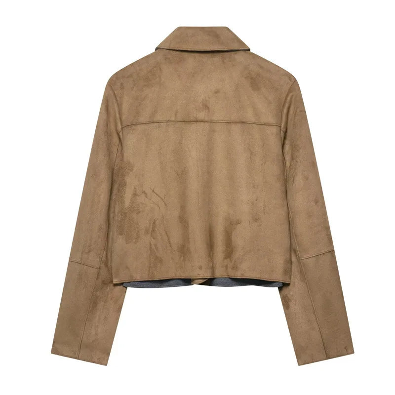 Female Elegant Lapel Single-breasted Pockets Decoration Solid Street Style Jackets Women Autumn Vintage Slim Short Jacket