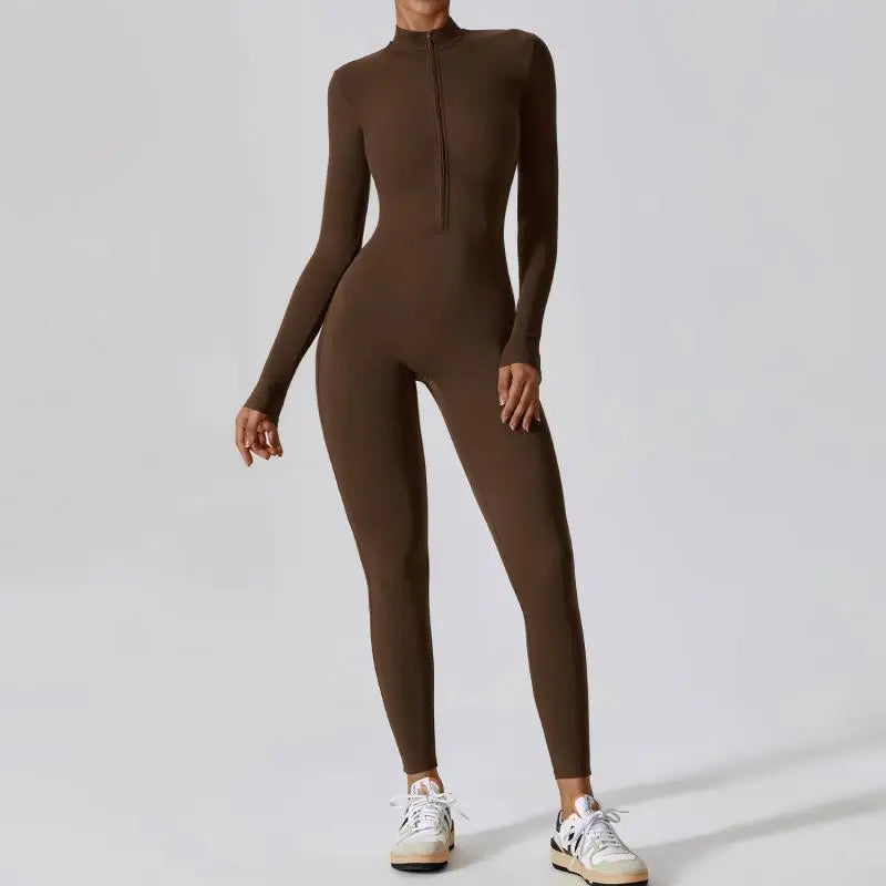 Warm Longsleeve Jumpsuts Women Thickened Sport Overalls Gym Set Zipper Fitness Bodysuits Winter Jumpsuit Workout Tracksuit