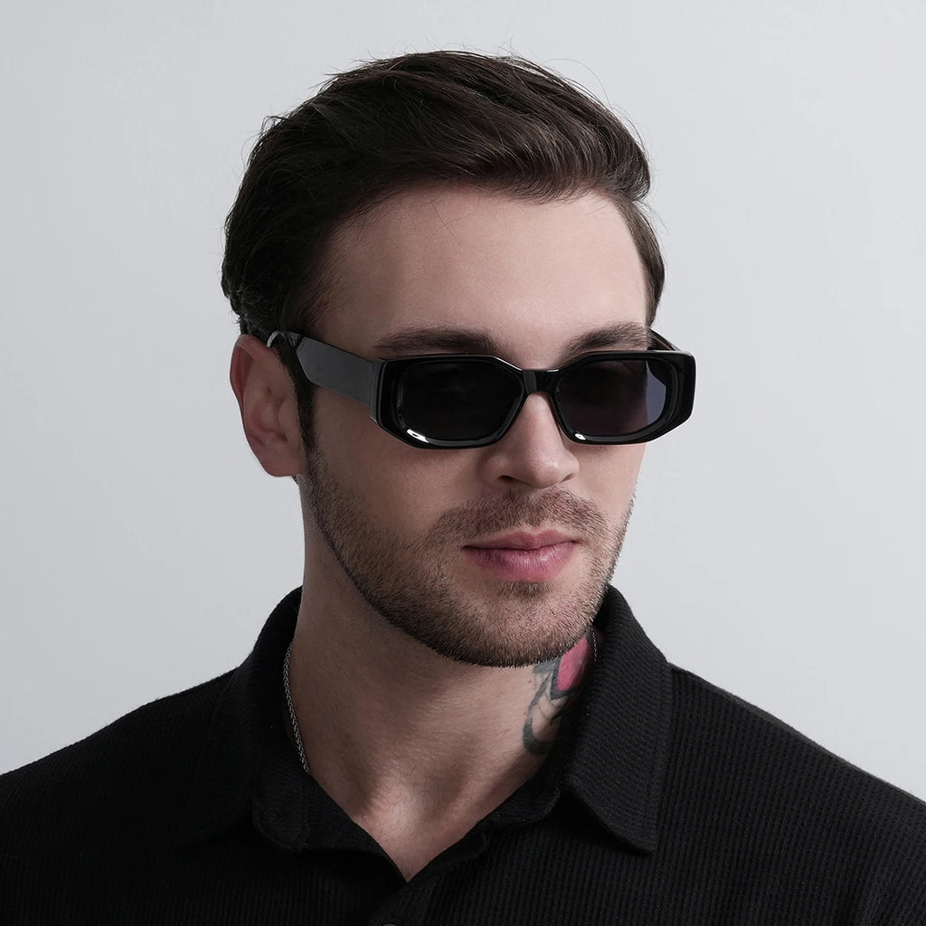 Ruiao 2025 new black classic retro designer branded concave irregular thick frame men women fashion sunglasses