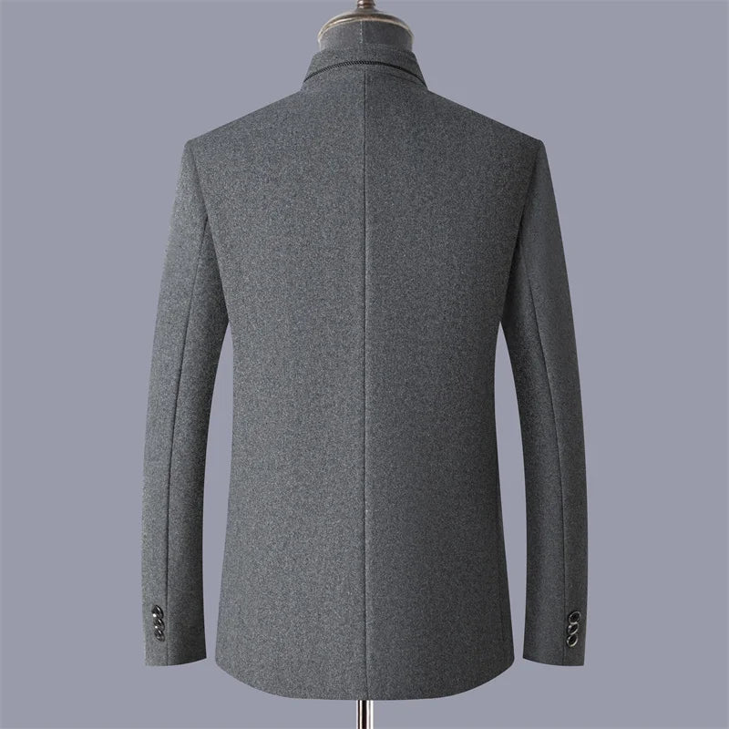 Autumn and winter woolen coats, men's young and middle-aged woolen jackets, stand-up collar woolen overcoats