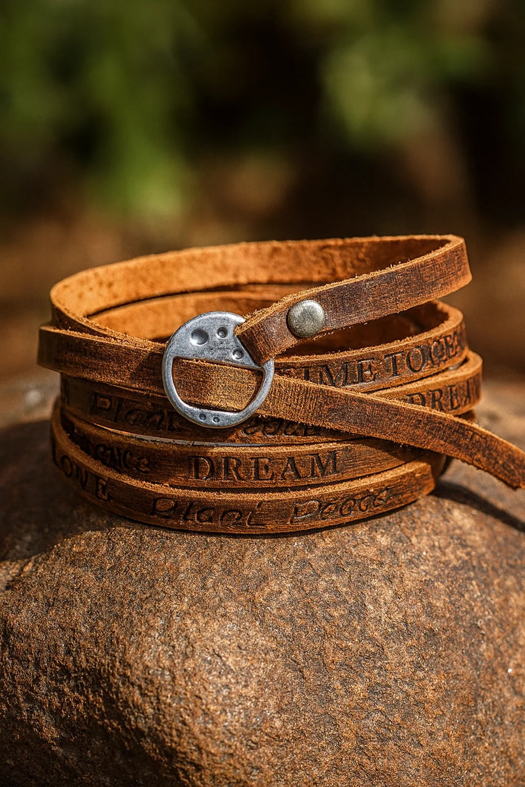 Kirykle Vintage Bohemian Style Jewelery Multilayer Wrap Genuine Leather Bracelet For Men And Women Embossing Letter Bracelets