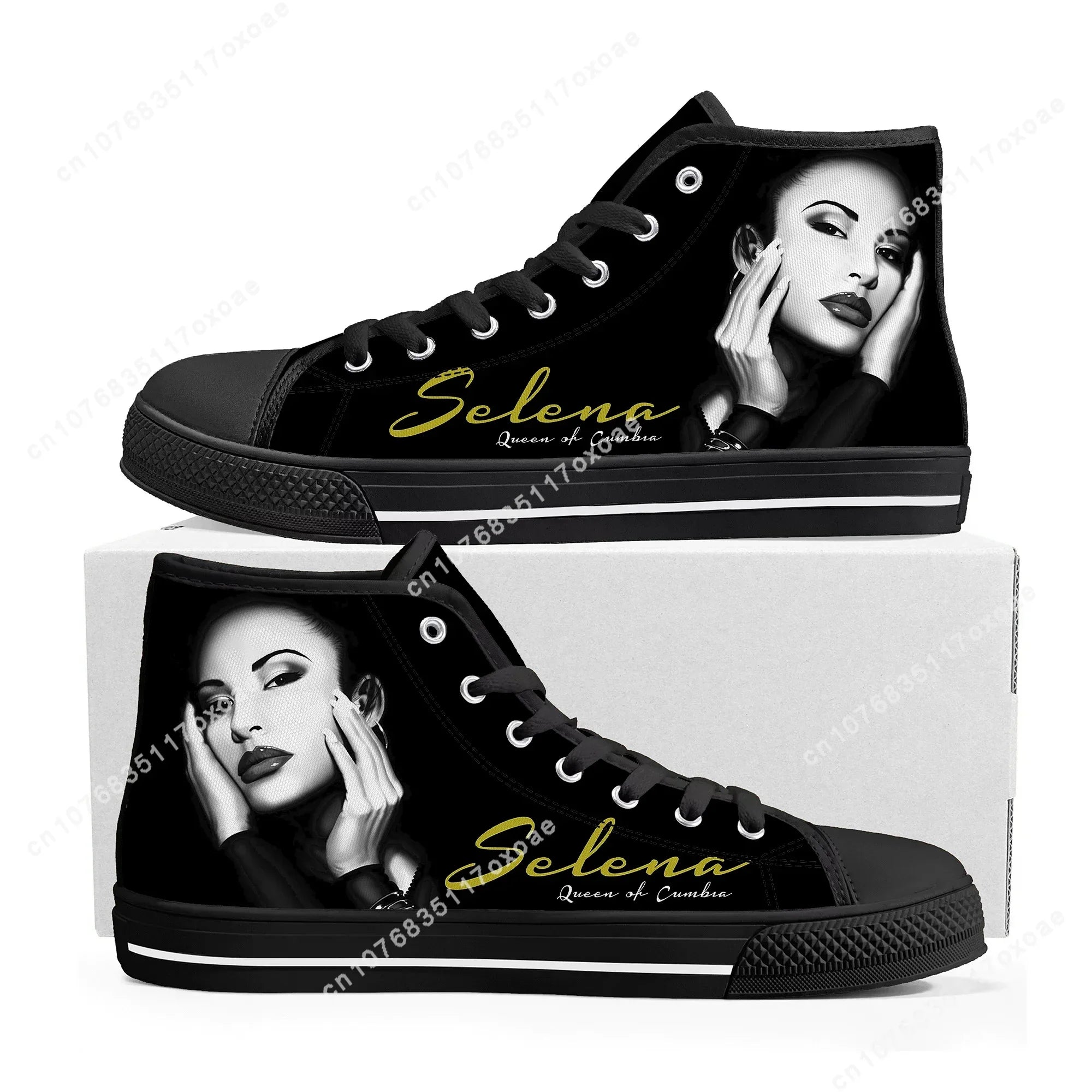 Singer Selena Quintanilla High Top Sneakers Mens Womens High Quality Canvas Sneaker couple Casual Shoe Customize Shoes