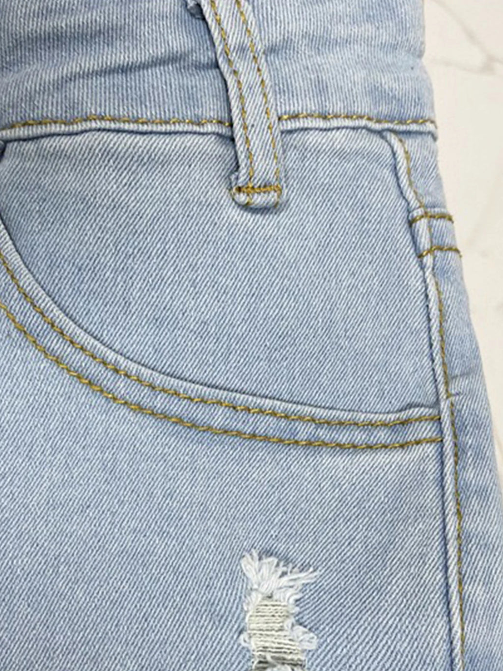 Women's Sexy Hip-Lifting Ripped Skinny Jeans, Fashionable and Casual High-Waisted Single-Breasted Elastic Jeans, Comfortable Fit, Da