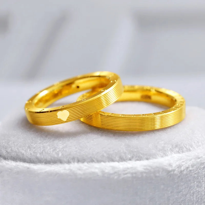 Luxury 24K 9999 Pure Gold real gold Men's and Women's Love Couple's Ring Valentine's Day Gift