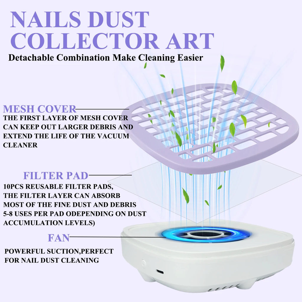 Portable Nail Dust Collector New M3 Mini Nail Vacuum Cleaner Portable Nail Dust Machine Low Noise Nail Removal Vacuum Cleaner