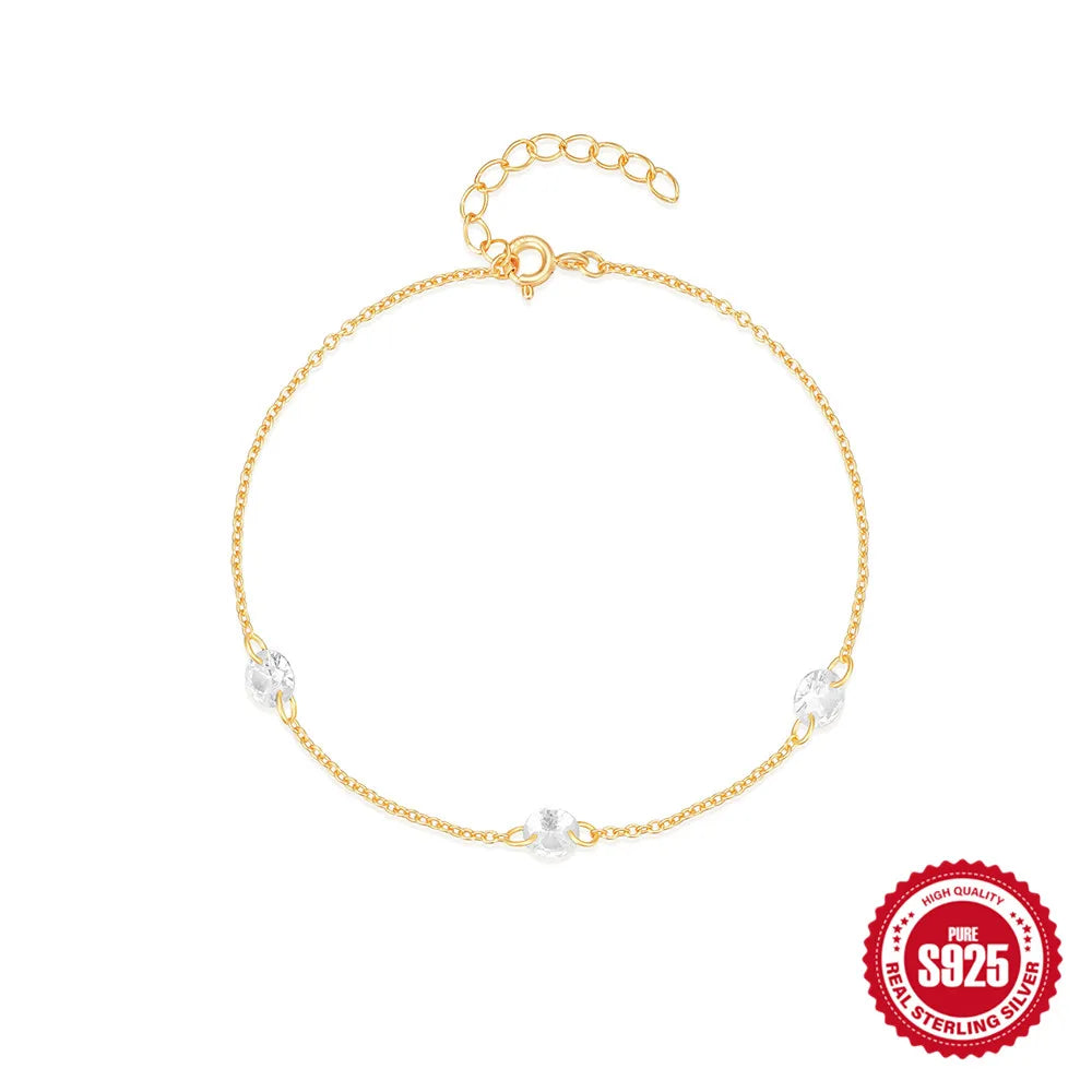 Aide 925 Sterling Silver Star Inlaid Opal With Mini Zircon Chain Bracelet For Women High Quality Elegant K Gold Jewelry Gift
