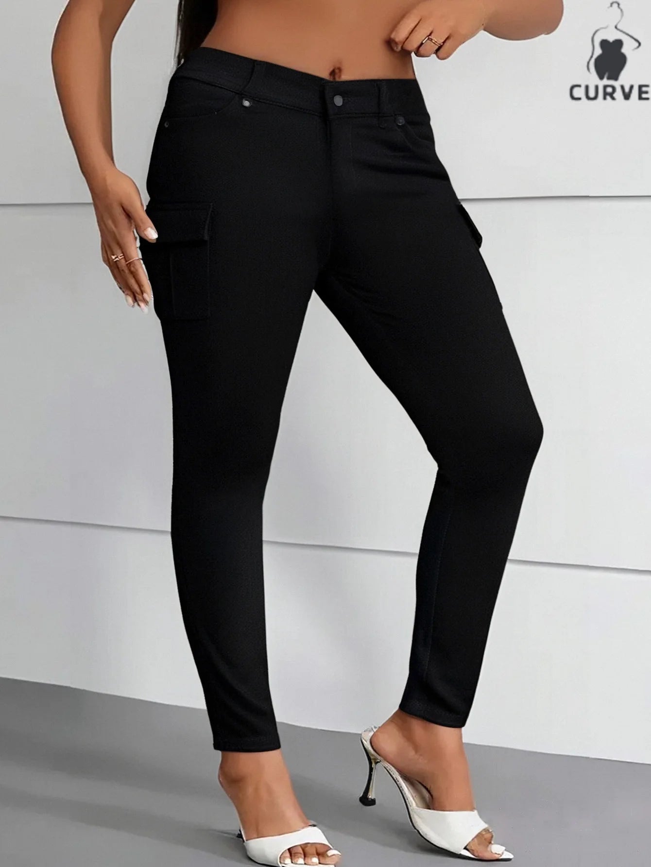 Plus-Size Women's Black Stretch Skinny Jeans - Soft & Comfortable Fabric, Perfect for Daily Casual Wear