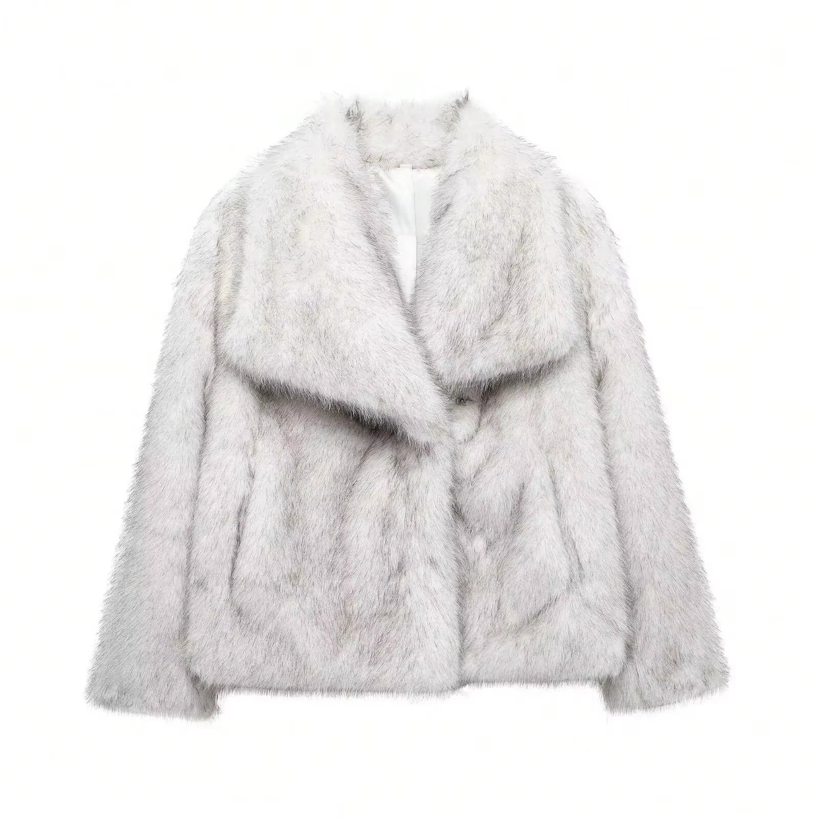 HH Women Elegant Faux Fur Coat Warm Fluffy Loose Long Sleeve Lapel Jacket Autumn Winter Fashion High Street Lady Outerwear