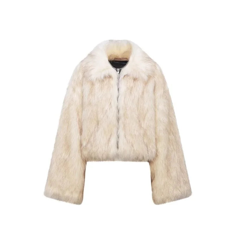 Autumn Winter Fashion Plush Zipper Short Jacket Women Retro Street Niche Plus Velvet Warm Loose Harajuku Casual High-end Jacket