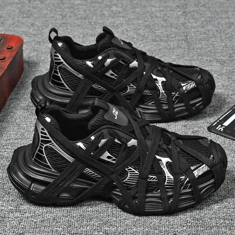 Men's Lace Up Street Sneakers Niche Thick Splicing Mixed Color Sports Shoes Arrival Vulcanization Shoes Punk Breathable Women
