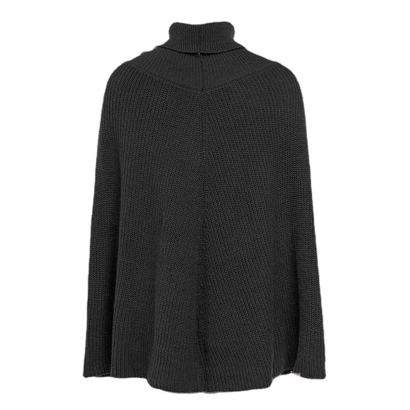 2025 Knitted Tops Loose Oversize Sweater Autumn Winter Fashion Women Cloak Poncho Female Sexy Elegant Turtleneck Sweaters Tops