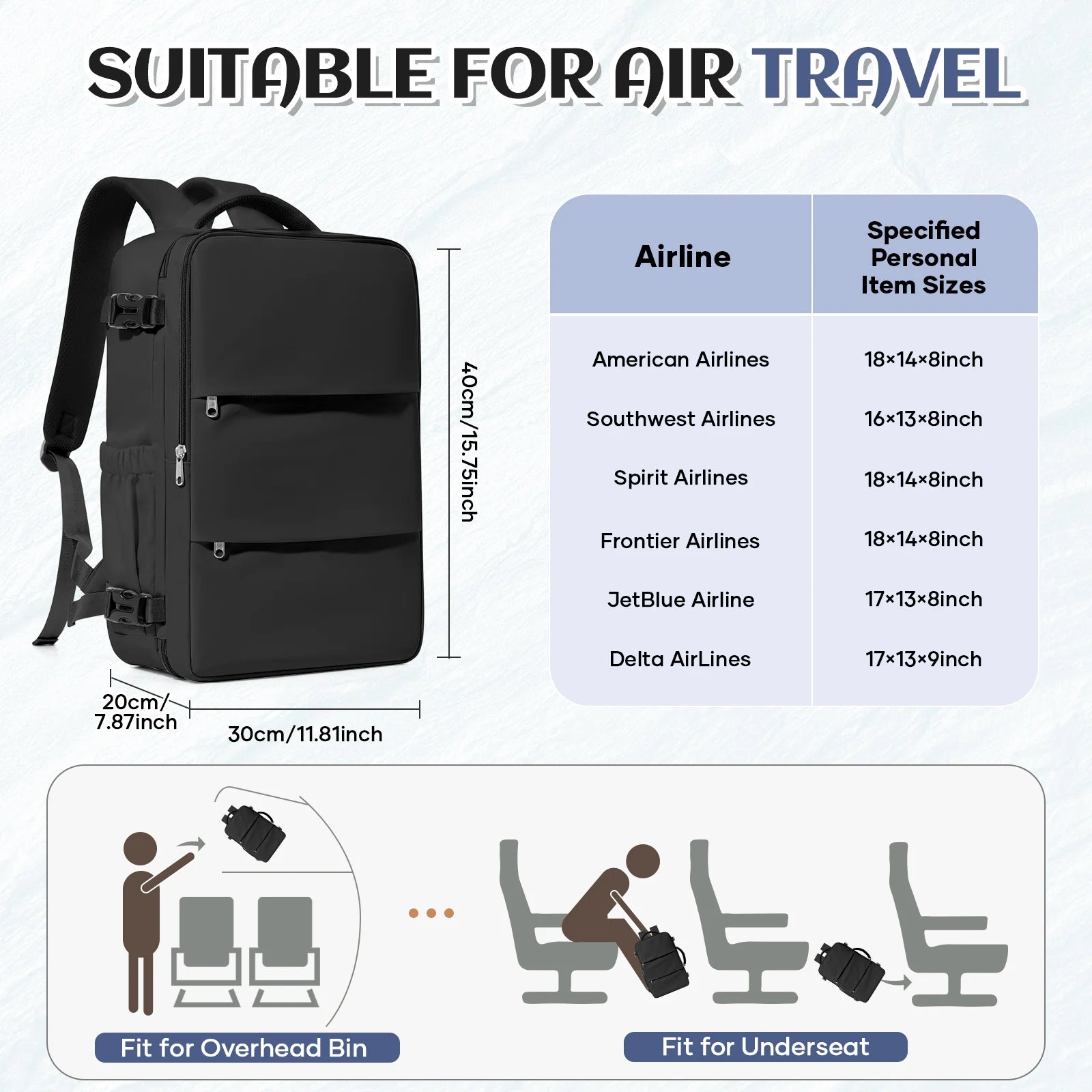 Ryanair 40x30x20 Travel Backpack Wizzair Cabin Airplane Suitcases Cabin Hand Luggag Bags  Waterproof Backpack Laptop Packbag