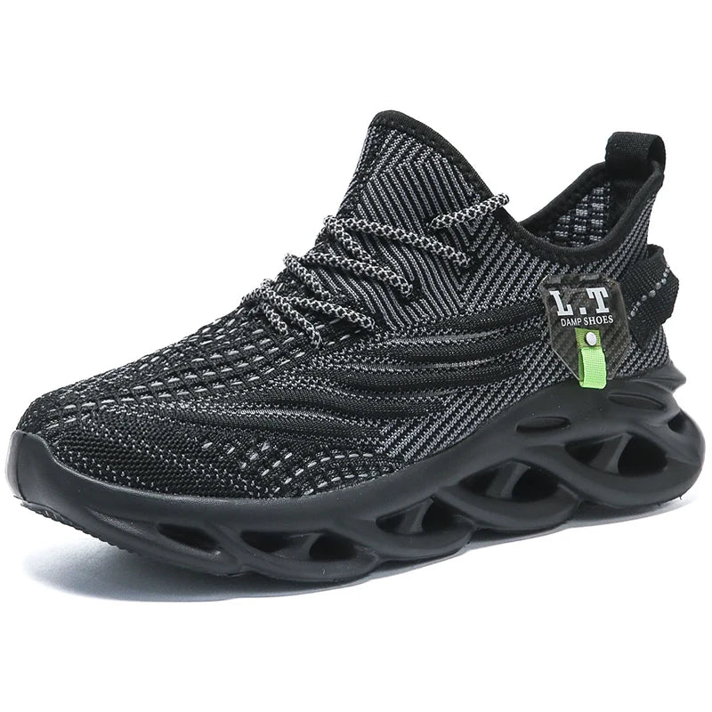 Breathable Men's Running Shoes Fashion Platform Men Casual Shoes Mesh Lightweight Anti-slip Outdoor Sneakers Work Black Tennis