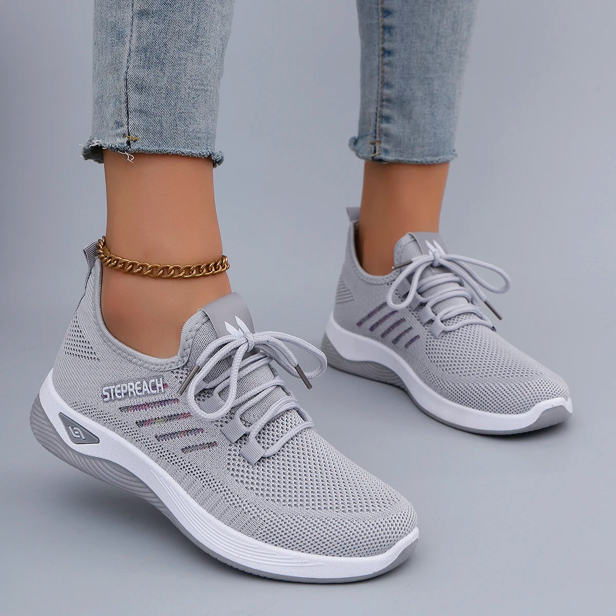 Spring and Autumn New Women's Casual Lace up Comfortable, Breathable, Lightweight and Wear-Resistant Sports Shoes