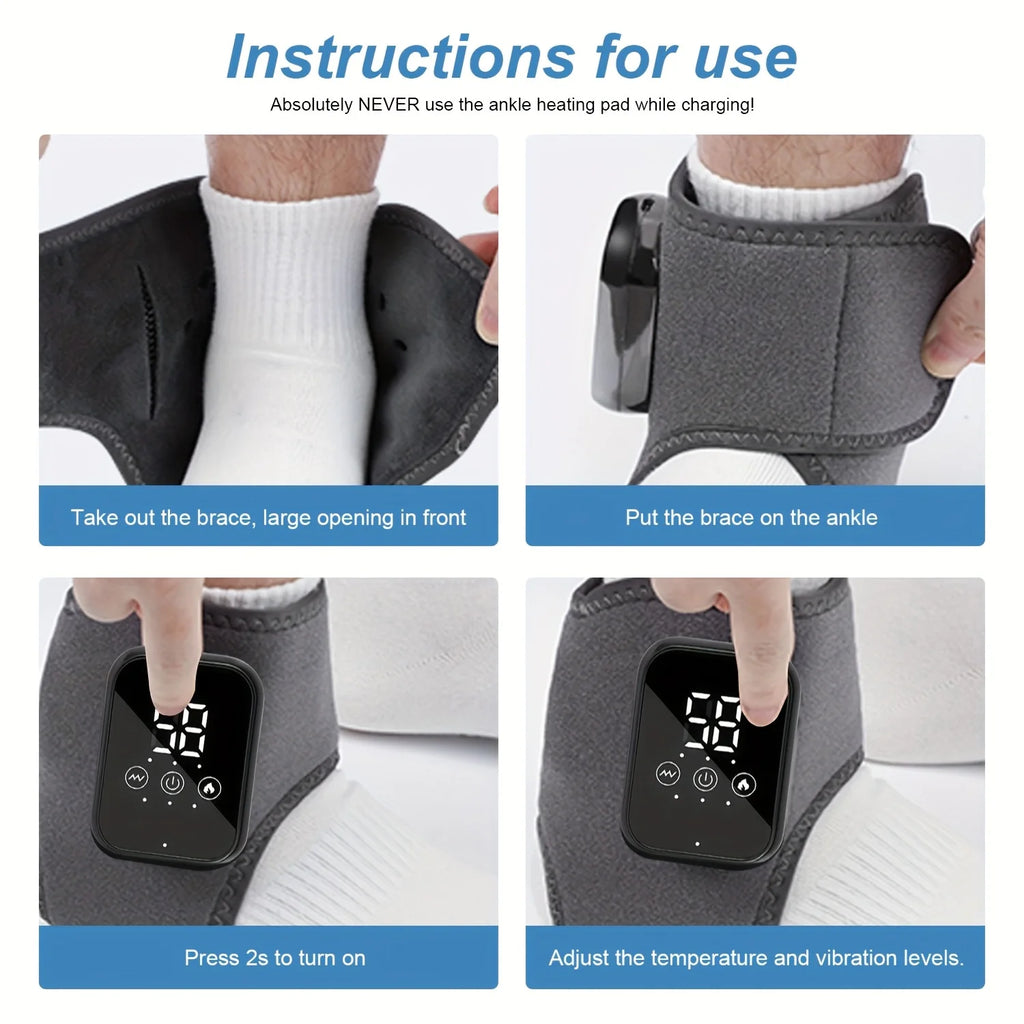 Electric foot-warming massager for ankle therapy, with charging function, heating and vibration features, for foot massage.