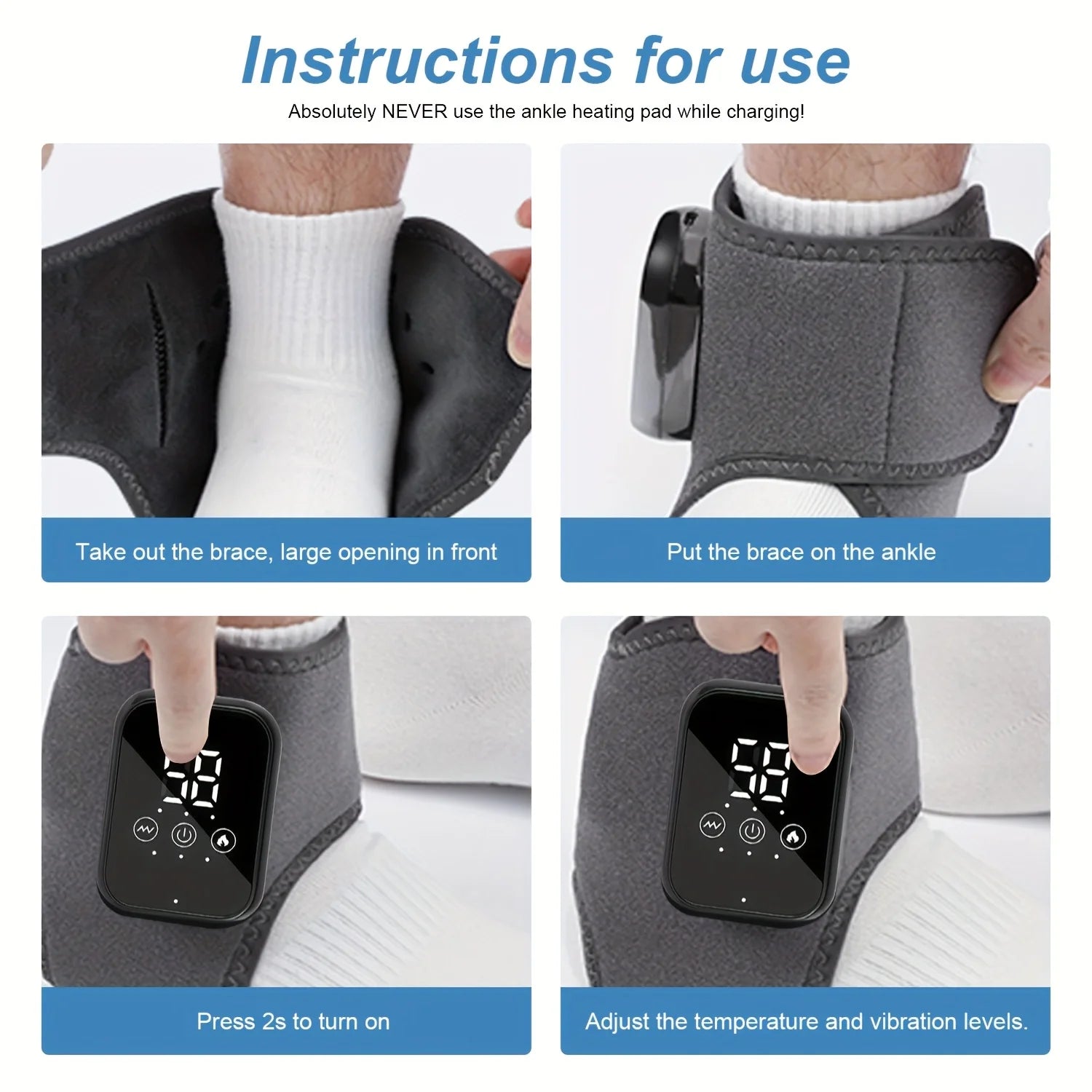 Electric foot-warming massager for ankle therapy, with charging function, heating and vibration features, for foot massage.