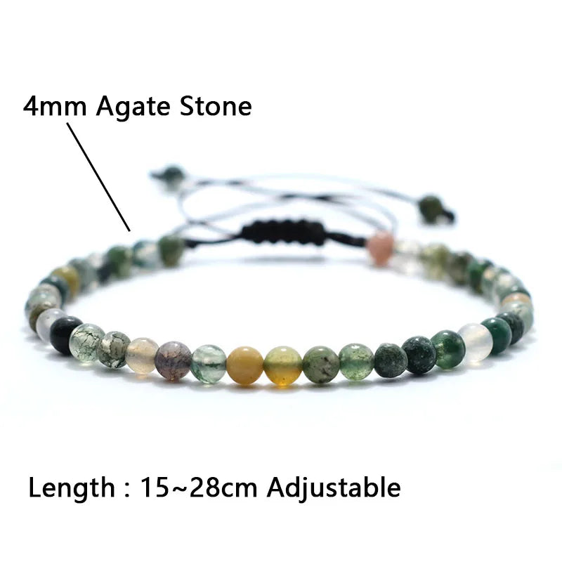 Fashion 4mm Natural Stone Bracelet Men Women Handmade Braided Adjustable Braclet Small Tiger Eyes Howlite Agates Beads Braslet
