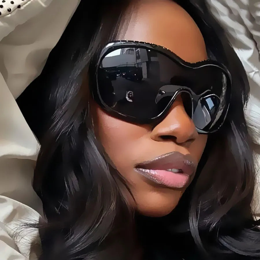one piece oversized Y2K sunglasses for women men vintage square shield gradient hip hop sun glasses female sexy driving shades