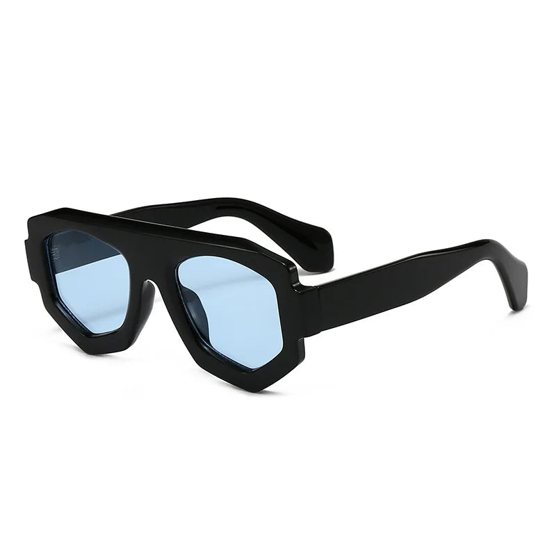 SO&EI Fashion Irregular Square Women Sunglasses Shades UV400 Retro Blue Purple Men Sun Glasses