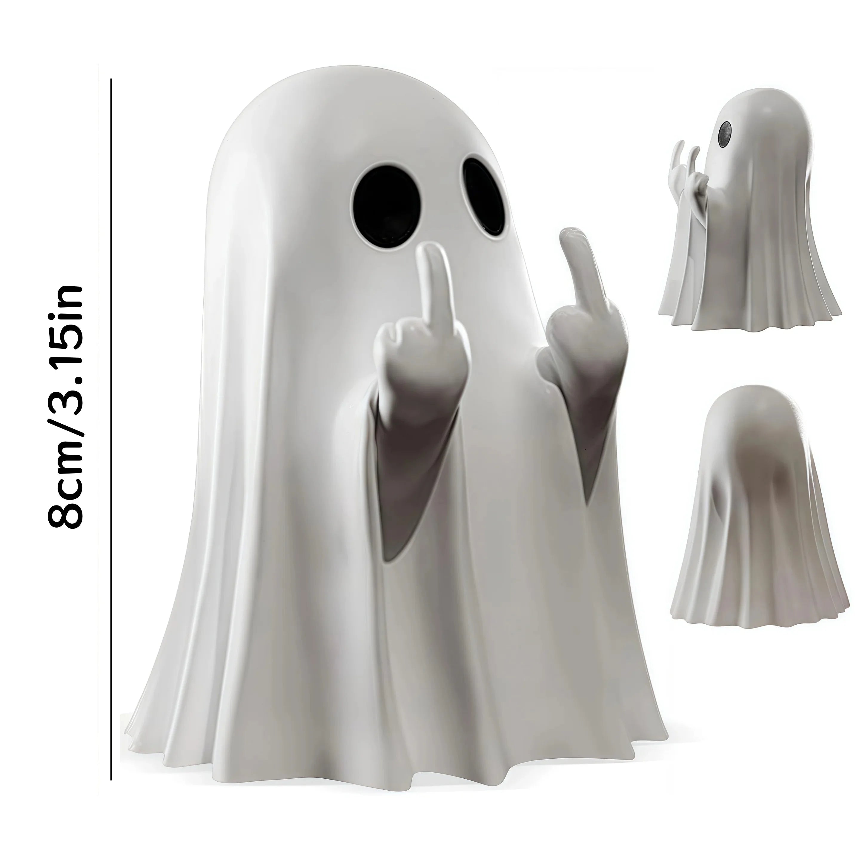 Middle Finger Cute Ghost Statue, Ghosts Small Scary Ghost Figurines, Halloween Home Decorations, Coffee Table Centerpieces Shelf