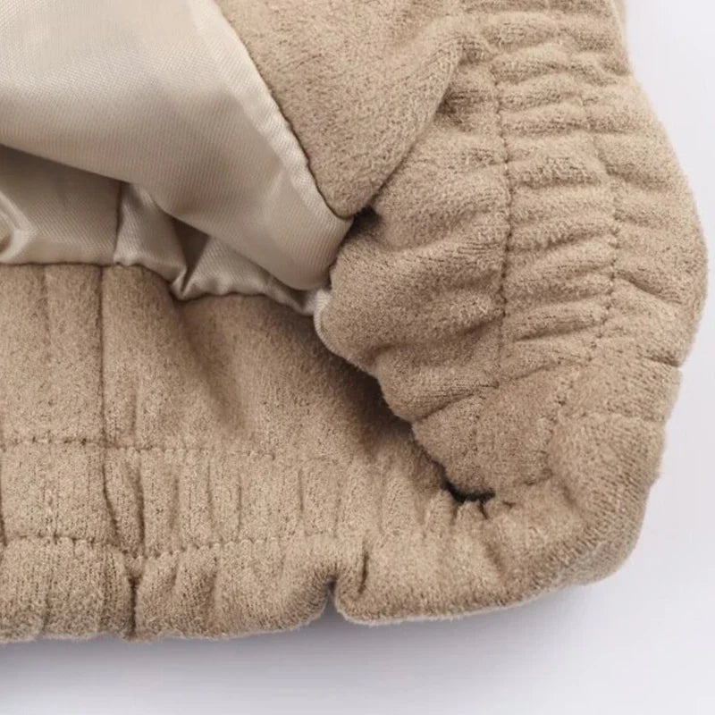 Women's Casual Pilot Hoodie Jacket Suede Surface Warm Zipper Coat Full Sleeves Loose Streetwear Fashion Top