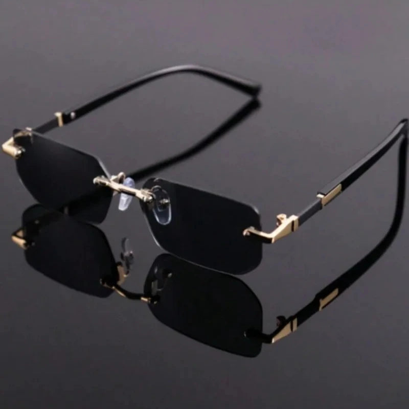 Rimless Sunglasses Rectangle Fashion Popular Women Men Shades Small Square Sun Glasses for Female Male Summer Traveling Oculos