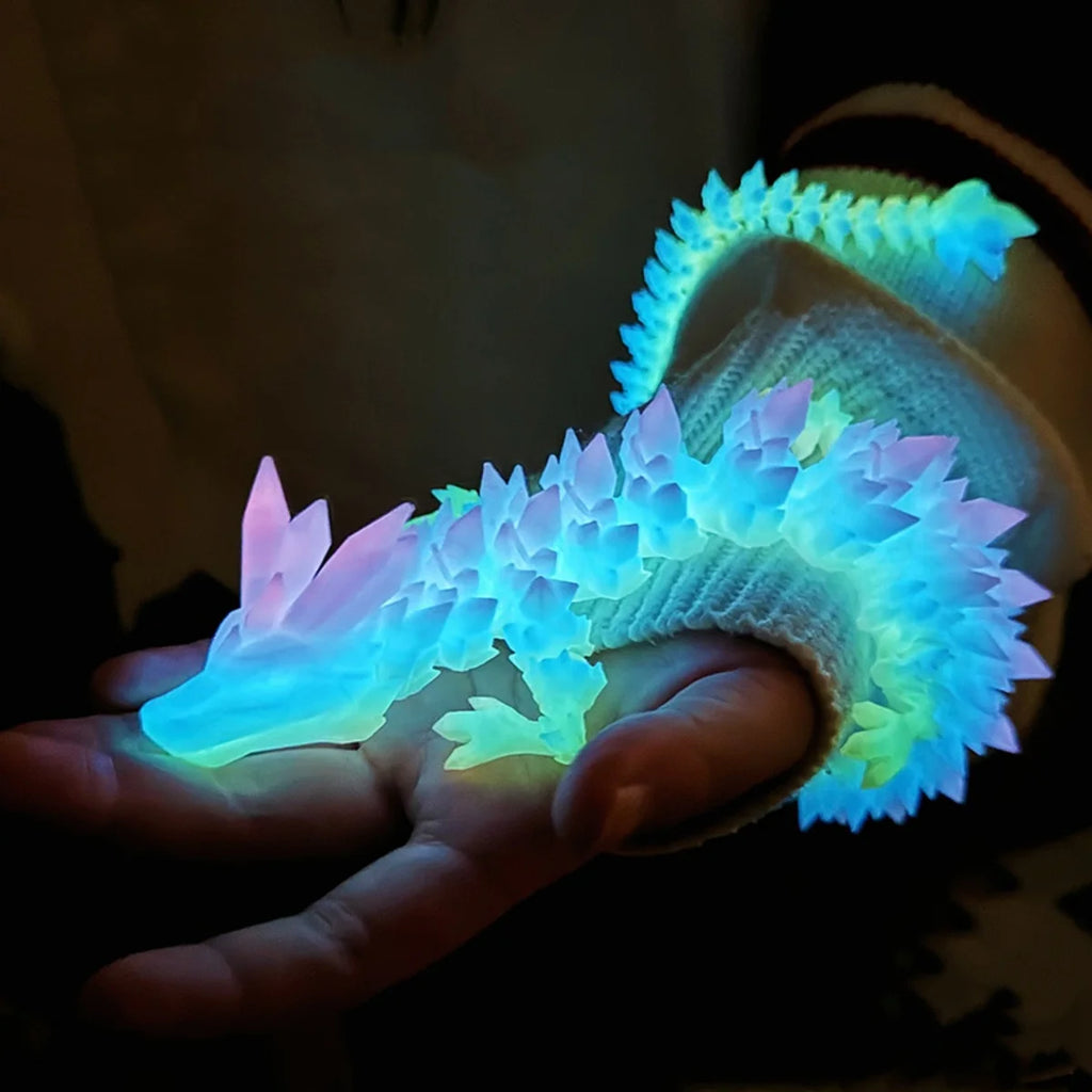 3D Printed Dragon Ornament 22/30/45cm Artificial Simulated Dragon Decorations Luminous Desktop Ornament Festival Party Gifts