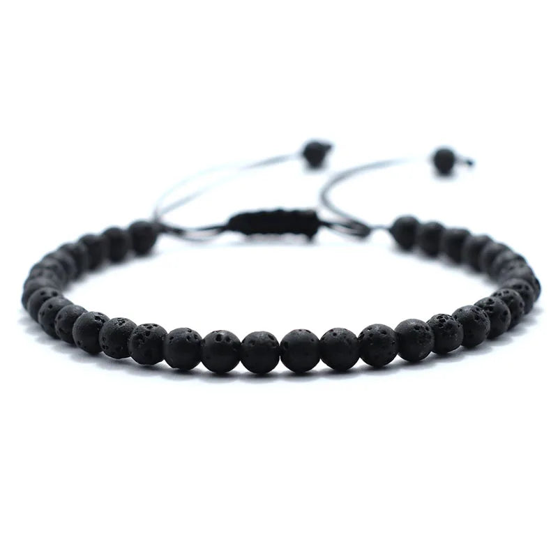 Fashion 4mm Natural Stone Bracelet Men Women Handmade Braided Adjustable Braclet Small Tiger Eyes Howlite Agates Beads Braslet