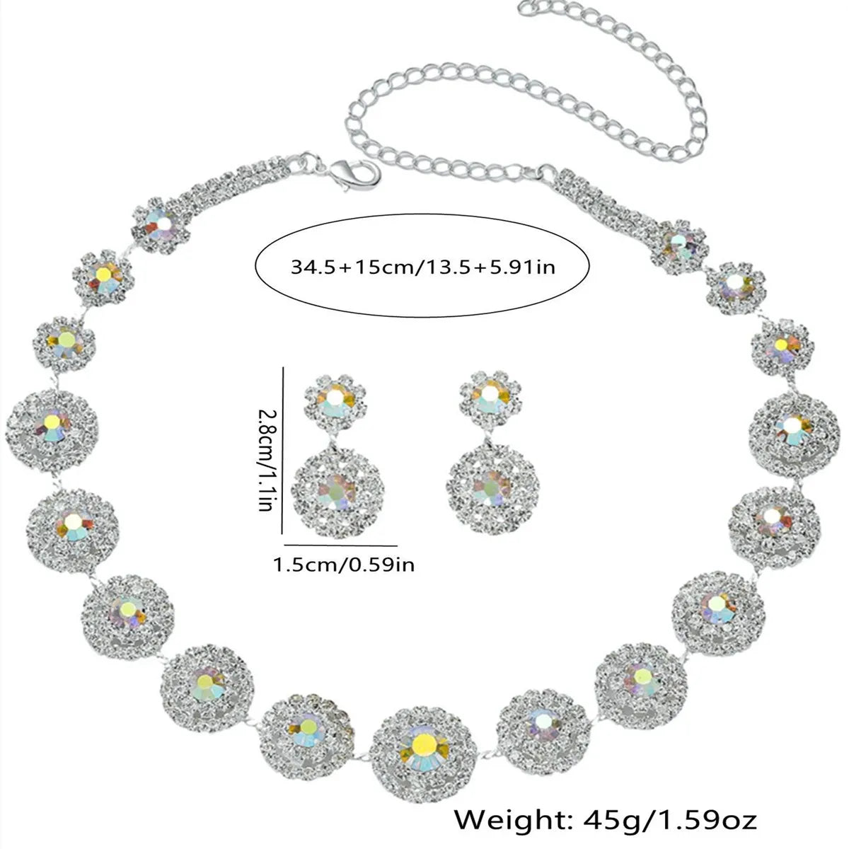 Elegant Rhinestone Jewelry Set Necklace & Dangle Earrings for Party Daily Clothing DecorTrendy All-match & Exquisite Jewelry