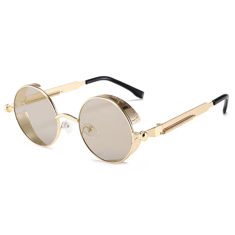 Metal Steam Punk Sunglasses Men Women Fashion Round Mirror Glasses Brand Designer Vintage Sun Glasses Retro Eyeglasses UV400