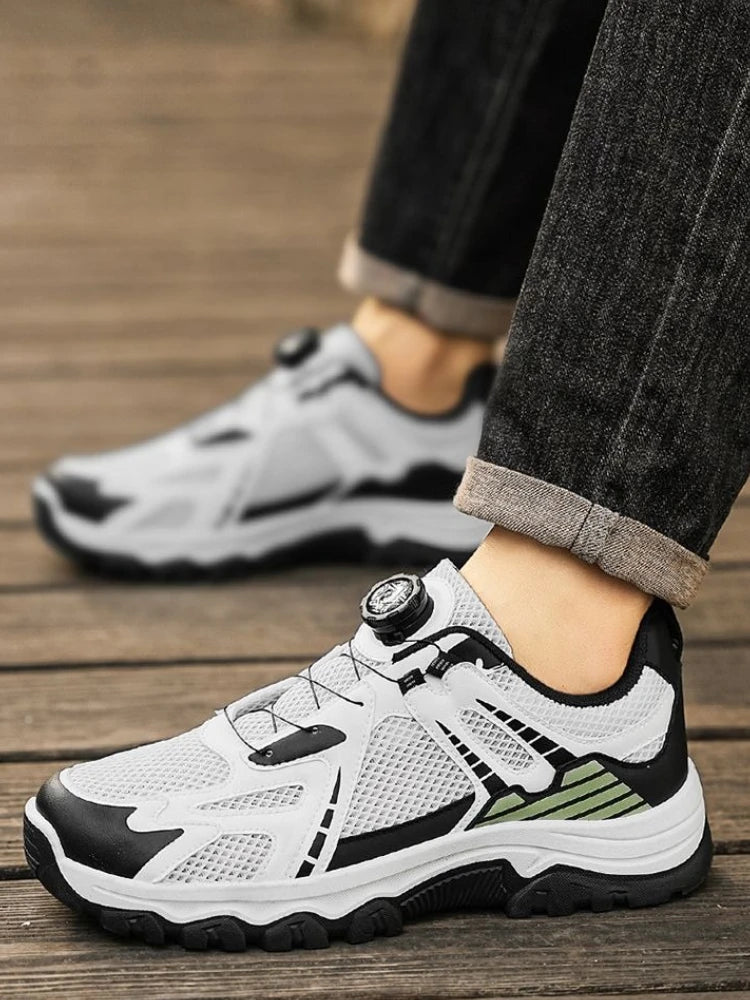 Hollow Breathable Thick Platform Mesh Upper Man Casual Sneaker Outdoor Mountain Low Price Walking Simple Sports Shoes for Men