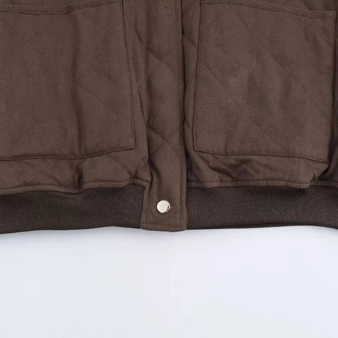 DiYiG WOMAN 2025 Autumn New Fashion Quilted Bomber Jacket Retro Long Sleeve Joker Pocket Casual Jacket Outerwear Mujer